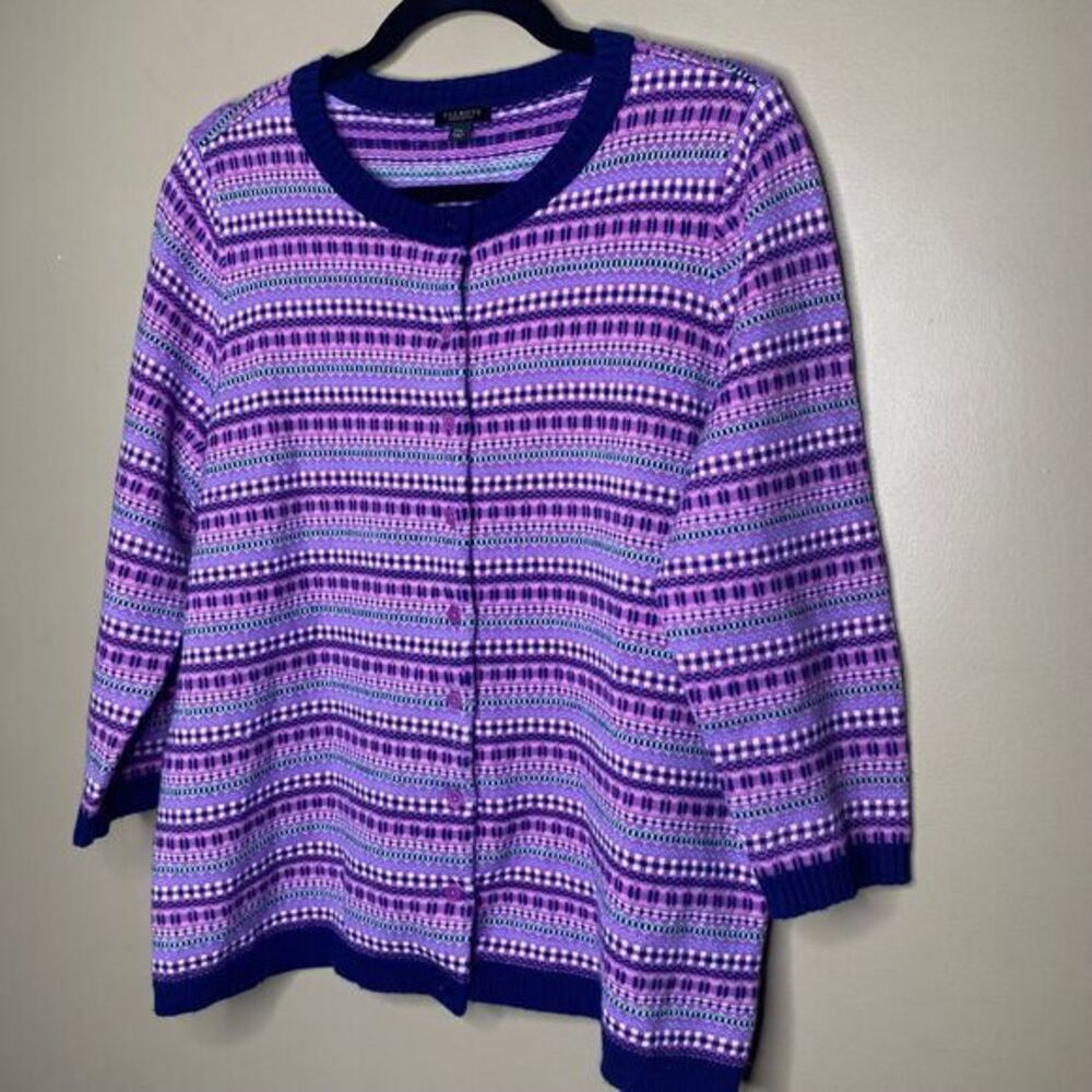 Talbots Women's Petite Lambswool Blend Long Sleeve Button Purple Sweater Sz 1XP